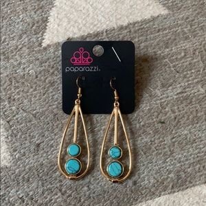Turquoise and gold tear drop earrings